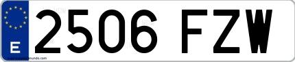 Ejemplo de matrícula española 2506 FZW