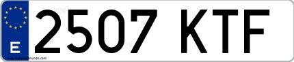 Ejemplo de matrícula española 2507 KTF