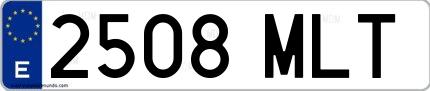 Ejemplo de matrícula española 2508 MLT