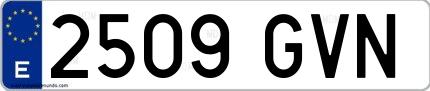 Ejemplo de matrícula española 2509 GVN