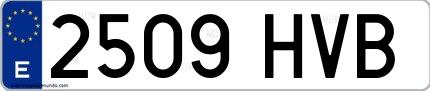 Ejemplo de matrícula española 2509 HVB