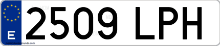 Ejemplo de matrícula de coche ordinaria 2509 LPH