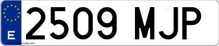 Ejemplo de matrícula española 2509 MJP