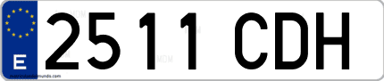 Ejemplo de matrícula de coche ordinaria 2511 CDH