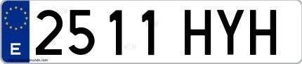 Ejemplo de matrícula española 2511 HYH