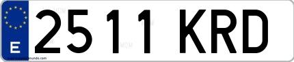 Ejemplo de matrícula española 2511 KRD