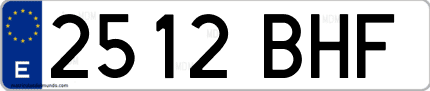 Ejemplo de matrícula de coche ordinaria 2512 BHF