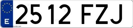 Ejemplo de matrícula española 2512 FZJ