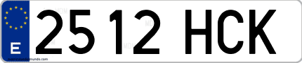 Ejemplo de matrícula de coche ordinaria 2512 HCK