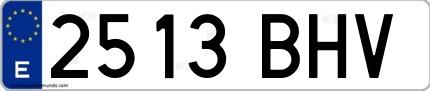 Ejemplo de matrícula española 2513 BHV