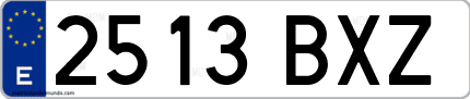 Ejemplo de matrícula de coche ordinaria 2513 BXZ