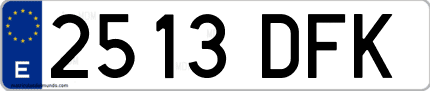Ejemplo de matrícula de coche ordinaria 2513 DFK