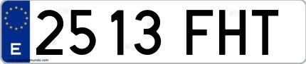 Ejemplo de matrícula española 2513 FHT