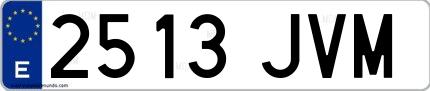Ejemplo de matrícula española 2513 JVM