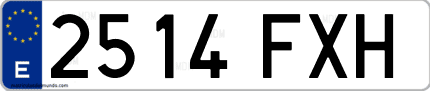 Ejemplo de matrícula de coche ordinaria 2514 FXH
