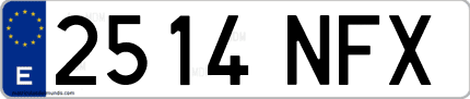 Ejemplo de matrícula de coche ordinaria 2514 NFX