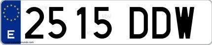 Ejemplo de matrícula española 2515 DDW