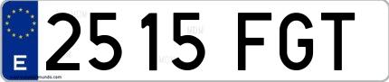 Ejemplo de matrícula española 2515 FGT