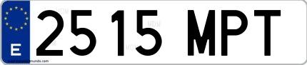 Ejemplo de matrícula española 2515 MPT