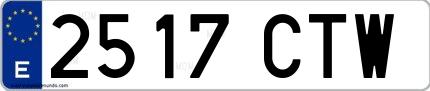 Ejemplo de matrícula española 2517 CTW
