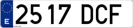 Ejemplo de matrícula de coche ordinaria 2517 DCF