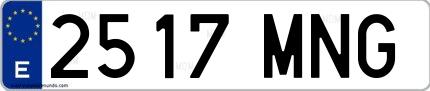 Ejemplo de matrícula española 2517 MNG