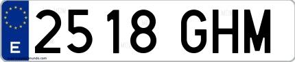 Ejemplo de matrícula española 2518 GHM