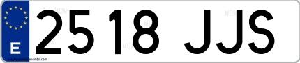 Ejemplo de matrícula española 2518 JJS