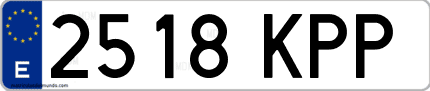 Ejemplo de matrícula de coche ordinaria 2518 KPP