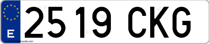 Ejemplo de matrícula de coche ordinaria 2519 CKG