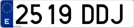 Ejemplo de matrícula española 2519 DDJ