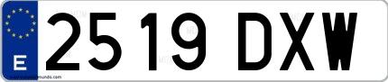 Ejemplo de matrícula española 2519 DXW