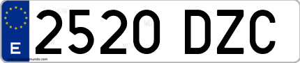 Ejemplo de matrícula de coche ordinaria 2520 DZC