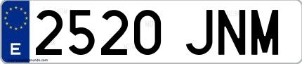 Ejemplo de matrícula española 2520 JNM