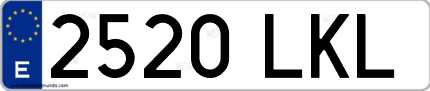 Ejemplo de matrícula de coche ordinaria 2520 LKL
