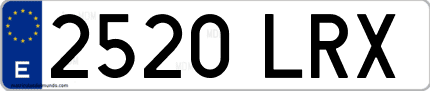 Ejemplo de matrícula de coche ordinaria 2520 LRX