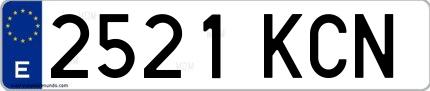 Ejemplo de matrícula española 2521 KCN