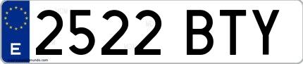 Ejemplo de matrícula española 2522 BTY