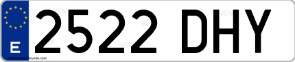 Ejemplo de matrícula de coche ordinaria 2522 DHY