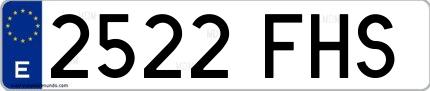 Ejemplo de matrícula española 2522 FHS