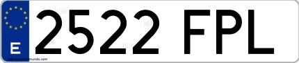 Ejemplo de matrícula española 2522 FPL
