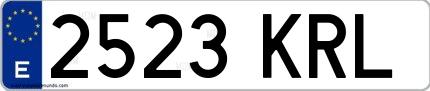 Ejemplo de matrícula española 2523 KRL