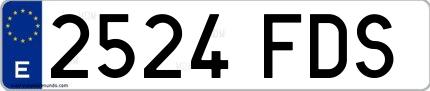 Ejemplo de matrícula española 2524 FDS