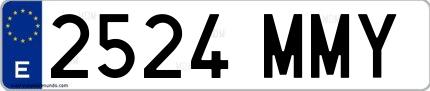 Ejemplo de matrícula española 2524 MMY