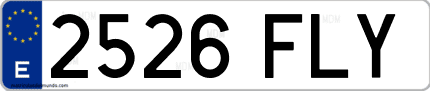 Ejemplo de matrícula de coche ordinaria 2526 FLY