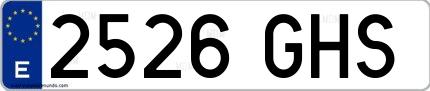 Ejemplo de matrícula española 2526 GHS