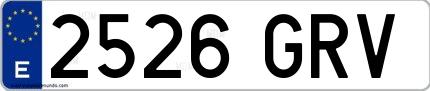 Ejemplo de matrícula española 2526 GRV