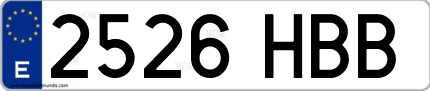 Ejemplo de matrícula de coche ordinaria 2526 HBB