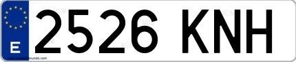 Ejemplo de matrícula española 2526 KNH