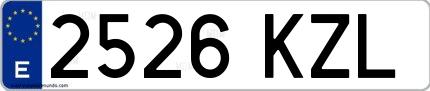 Ejemplo de matrícula española 2526 KZL